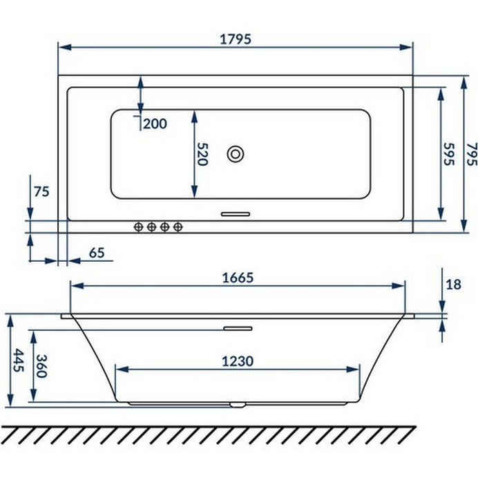 Ванна гидромассажная Excellent Heaven Slim "SMART" WAEX.HEV18S.SMART.GL 180x80 (золотой, белый), каркас, слив-перелив